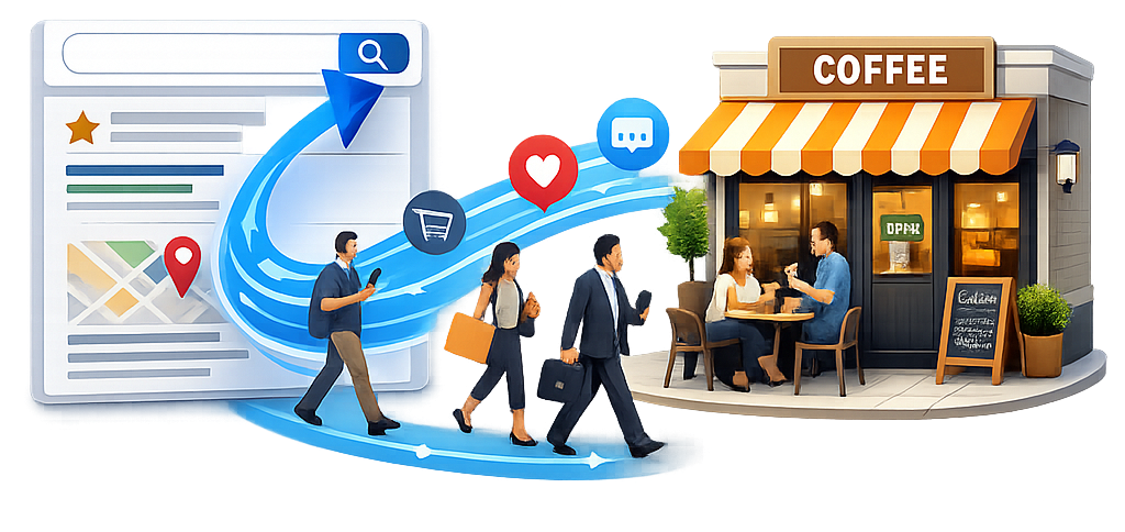 Search results driving customers to local businesses